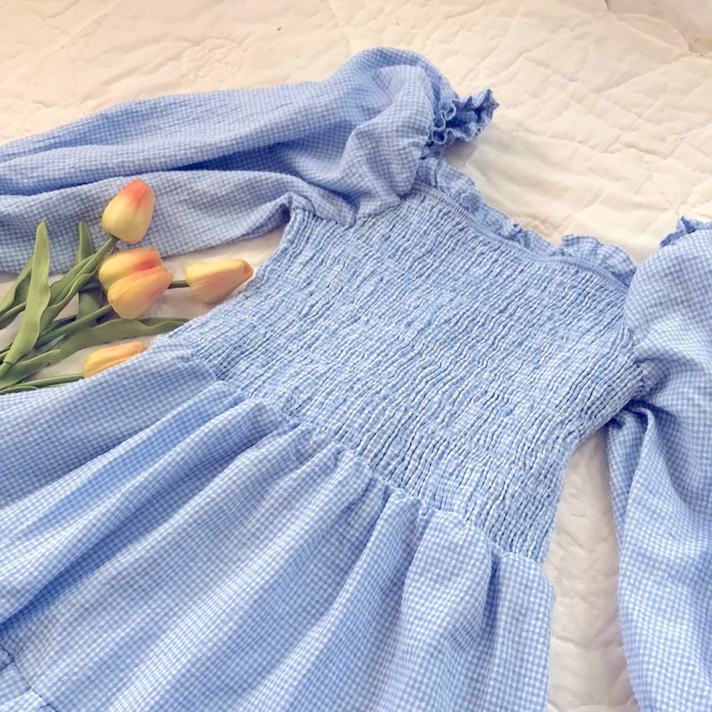🌷SOLD🌷 Blue Gingham Cottagecore Dress 🤍🌷 - Picture 3 of 5